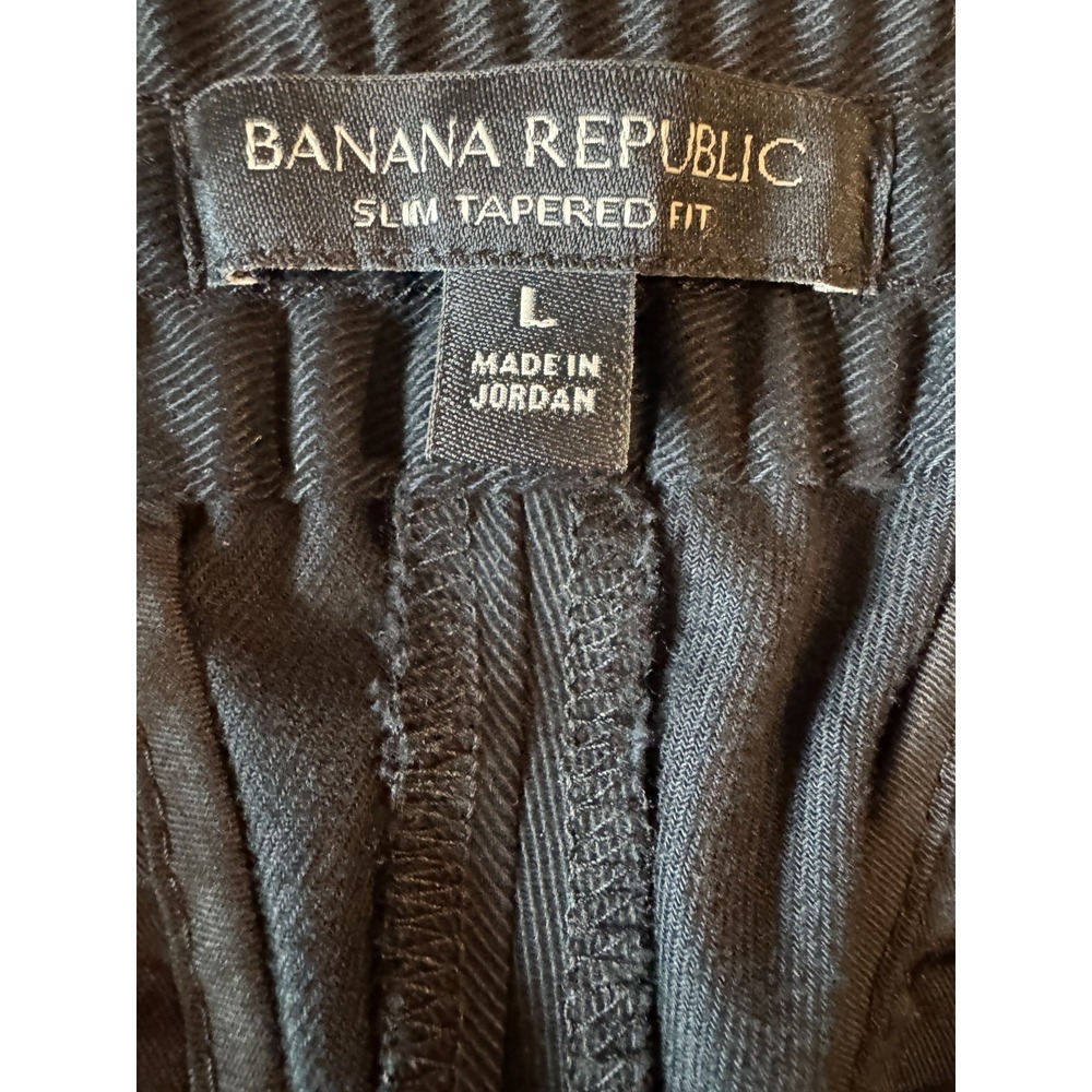 Banana Republic Slim Tapered Stretch Waist Chino Pants Men's L Black Drawstring - Picture 4 of 9
